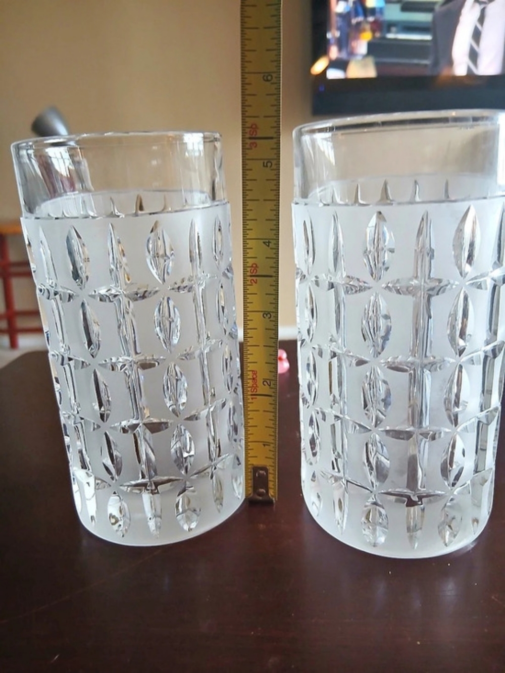 Clear Geometric Drinking Glasses Set of 2